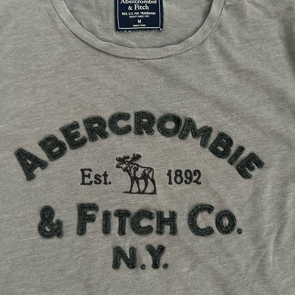 Abercrombie & Fitch Heather Gray Logo Tee